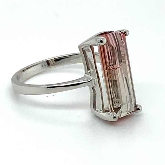 Bi Color Tourmaline 3.22ct Solid 14K White Gold Ring - Picture 4 of 7